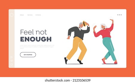 Cheerful Senior Man and Woman Dancing Landing Page Template. Happy Old Characters Couple Active Sparetime, Hobby Club Recreation. Grandfather Dancer Fell Freedom. Cartoon People Vector Illustration