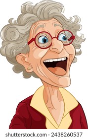 Cheerful senior woman smiling in a vector illustration