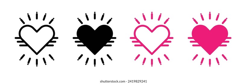 Cheerful Sentiment line icon. Smiling Heart Expression icon in black and white color.