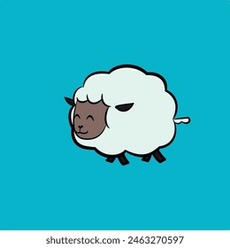 Cheerful sheep illustration in a funny cartoon vector style, perfect for Eid al-Adha clipart.