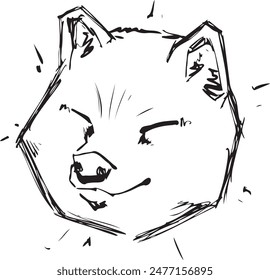 cheerful shiba inu sketchy art in vector. japanese dog sketch