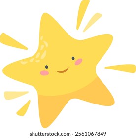 Cheerful, shining cartoon star with a friendly smile adds a touch of whimsy and joy, perfect for children s designs, illustrations, and projects that celebrate happiness and positivity