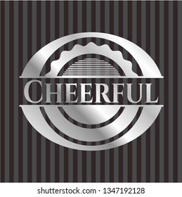 Cheerful silver emblem or badge