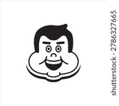 A cheerful, simple foodie face with large expressive eyes and a broad smile