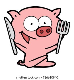 fröhlicher Schweineschlachtkörper