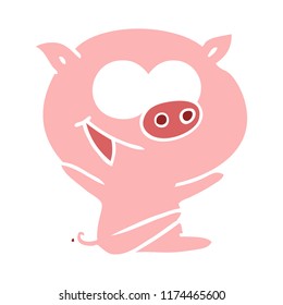 fröhlicher, flacher Schweinekartoon