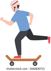 cheerful skater boy riding on the street Concept, Street skateboarding Vector Color Icon Design, Free time activities Symbol, Extracurricular activity Sign, hobbies interests Stock Illustration