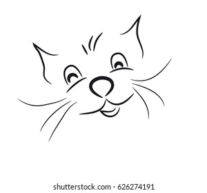 Cheerful sketch of the cat's face. vector illustration. For print, wallpapers, covers for booklets and notebooks