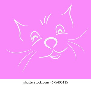 Cheerful sketch of the cat's face. vector illustration.