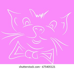 Cheerful sketch of the cat's face. vector illustration.