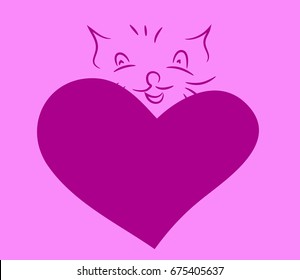 Cheerful sketch of the cat's face. vector illustration.