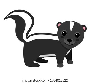 Cheerful skunk on white background