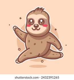 cheerful sloth animal character mascot running isolated cartoon