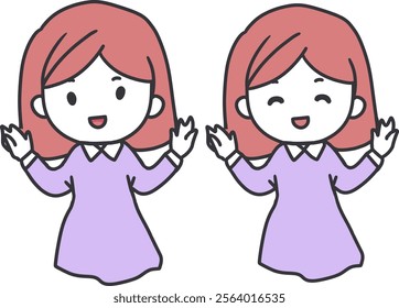 Cheerful Smile Girls Cartoon Explaining Ideas Art. Perfect for educational materials, online courses, and any digital content aiming to attract a youthful audience