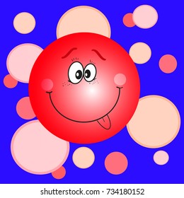 A cheerful smiley of red color. Flat design, vector.