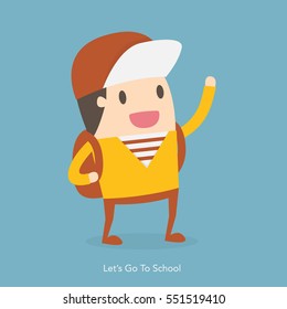 Cheerful Smiling Boy With Backpack.