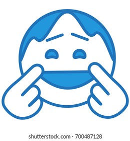 cheerful smiling guy pointing at himself with forefinger fingers, simplistic facial expression vector illustration, simple hand drawn circle shaped emoticon, funny cartoon character, eps 10