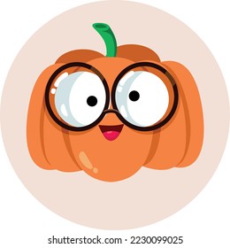 
Cheerful Smiling Pumpkin Vector Mascot Cartoon Character. Cute adorable food ingredient character wearing eyeglasses 
