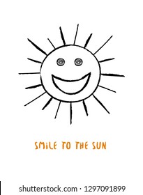 Cheerful smiling smiley. Joyful face. Vector drawing.