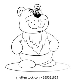 Cheerful, smiling teddy bear pants. Coloring book.