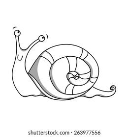 Cheerful snail painted with lines. Vector illustration