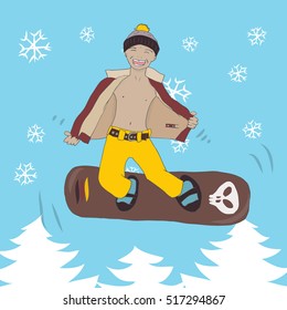 cheerful snowboarder

