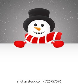 Cheerful snowman - concept of poster with copyspace. Vector.