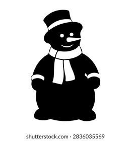 A cheerful snowman dressed with a top hat and scarf, embodying winter holiday spirit and seasonal joy in a festive setting.