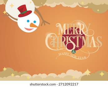 Alegre saludo de muñeco de nieve para todos gráfico de Vector EPS 10
