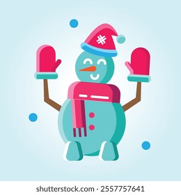 A cheerful snowman illustration, perfect for winter holidays.  It's a cute and festive design.