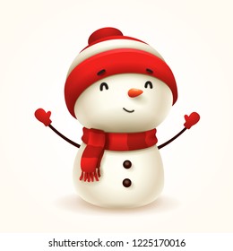 Cheerful snowman. Isolated.