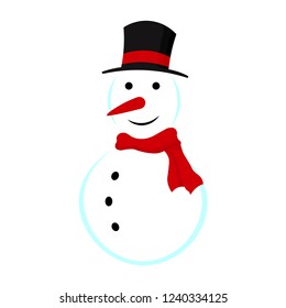 Cheerful snowman. Isolated on white background. Vector image.