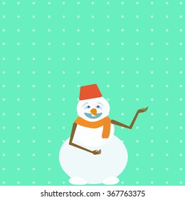 Cheerful snowman on background