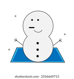 Cheerful snowman, symbol of winter full of warmth. A simple work of snow that brings happiness in the cold air.