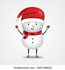 	
Cheerful Snowman. Vector illustration of snowman on white background. Isolated.