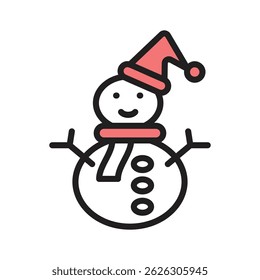 A cheerful snowman wearing a festive hat, symbolizing winter fun