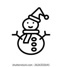 A cheerful snowman wearing a festive hat, symbolizing winter fun