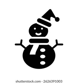 A cheerful snowman wearing a festive hat, symbolizing winter fun