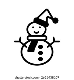 A cheerful snowman wearing a festive hat, symbolizing winter fun