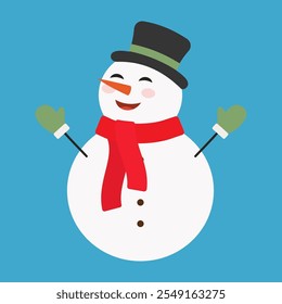 Cheerful Snowmen in Festive Winter Themes. Christmas Decoration Element