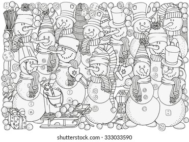 Cheerful snowmen  Winter