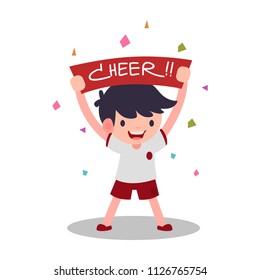 Cheerful soccer fans.Vector illustration.