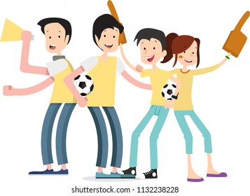 Cheerful soccer supporters crowd