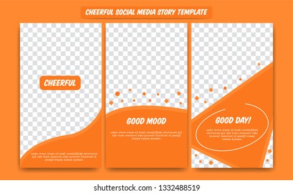 Cheerful social media instagram story design template set in orange fun happy cheer joyful color palette for fashion, promotion, article, blog, or community