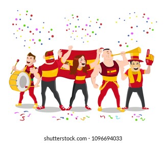 Cheerful Spain Football National Team Supporter making Noise Having Celebration