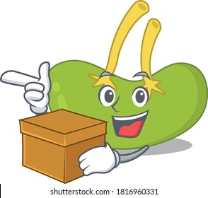 A Cheerful Spleen Cartoon Design Concept Having A Box