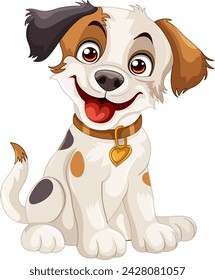 Cheerful spotted dog with a heart collar