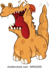 Cheerful spotty dragon, crocodile. Cartoon
