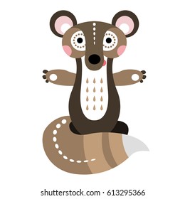 A cheerful squirrel. Cartoon character for animation or children's stickers. Vector illustration isolated on white background.