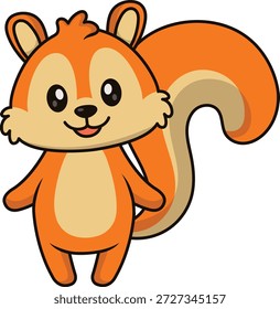 Cheerful Squirrel Cartoon Character. Vector Illustration on White Background.